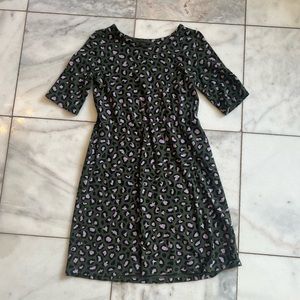 Green and purple animal print dress